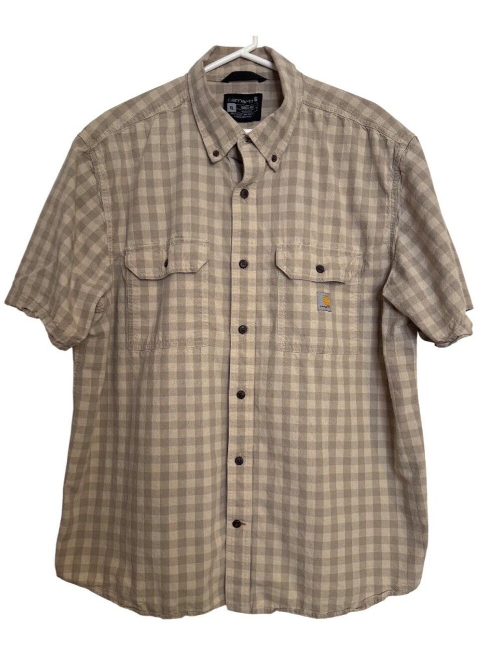 Carhartt Loose Fit Size XL Gingham Men’s Button Up Collared Heavyweight Short Sl